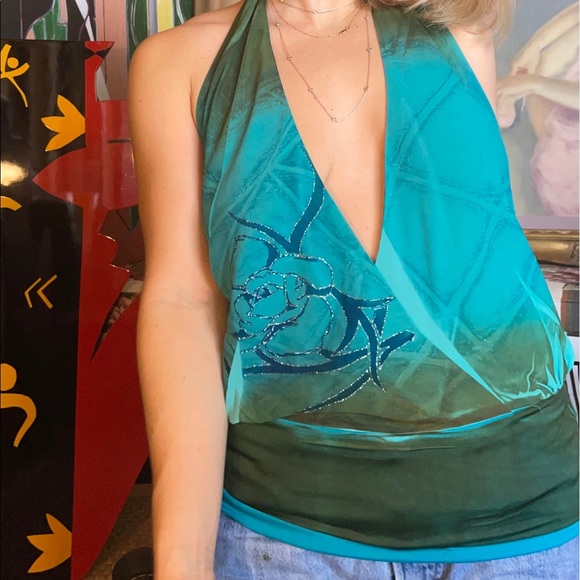 Blue halter neck top - Picture 4 of 7